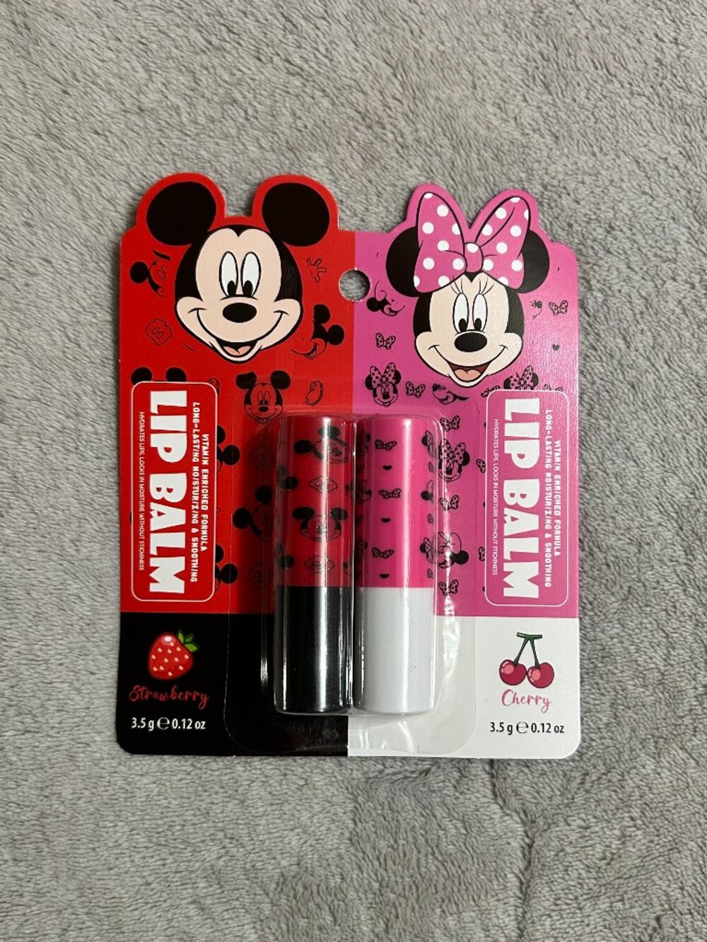Disney Mickey & Minnie Mouse Lip Balm Set - Strawberry & Cherry 2-Pack